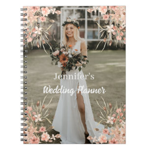 elegant botanical boho photo wedding planner notebook