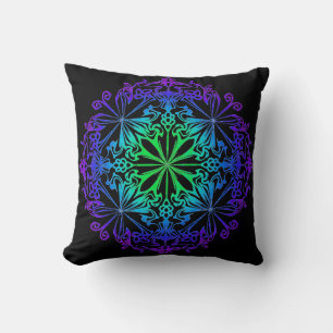 Elegant botanical boho teal green zen mandala  cushion