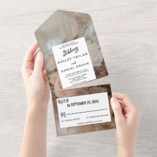 Elegant botanical bouquet rose floral Wedding All  In One Invitation