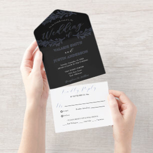 Elegant Botanical Branch Real Foil Wedding  All In One Invitation