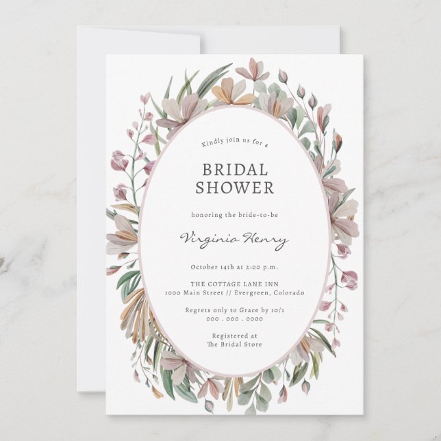 Elegant Botanical Bridal Shower Invitation (Front)