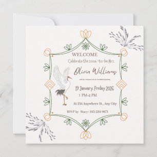 Elegant Botanical Bridal Shower Invitation Moder