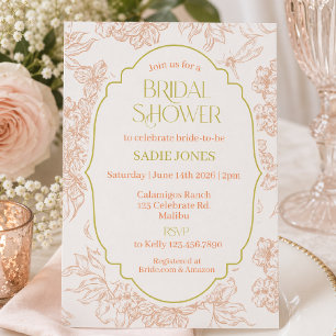 Elegant Botanical Bridal Shower Minimalist Flora Invitation