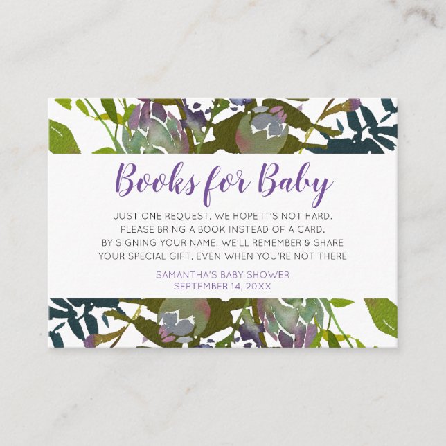 Elegant Botanical Bring a Book Card Baby Shower (Front)
