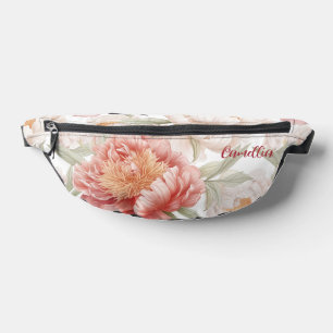 Elegant Botanical Camellia Pink Pastel Custom Bum Bags