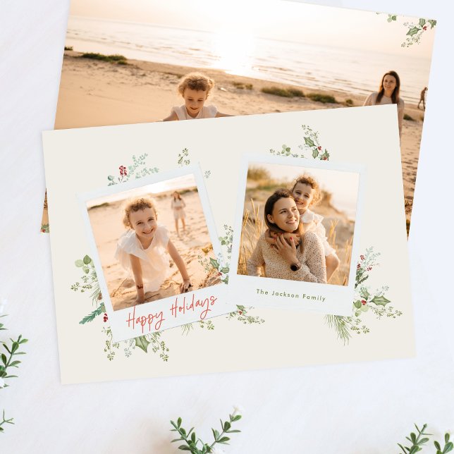 Elegant Botanical Christmas 3 Instant Photo Album Holiday Card (Creator Uploaded)