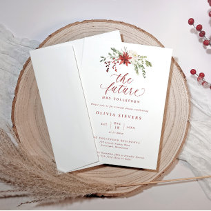 Elegant Botanical Christmas Bridal Shower Invitation