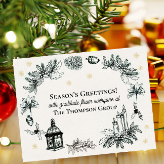 Elegant Botanical Christmas Corporate Business Holiday Card