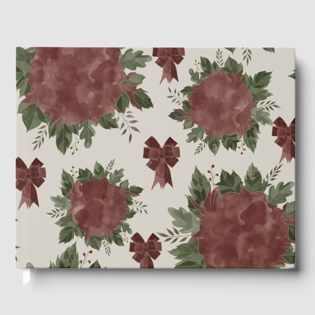 Elegant Botanical Christmas  Guest Book (Front)