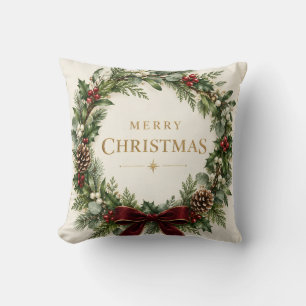 Elegant Botanical Christmas, Vintage Greenery Cushion