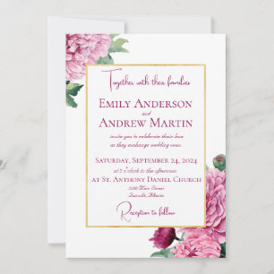 Elegant Botanical Chrysanthemums Wedding Invitation