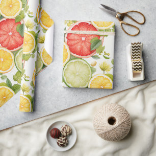 Elegant Botanical Citrus Fruit Wrapping Paper