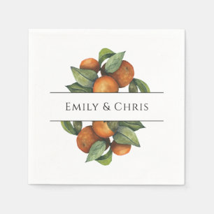 Elegant Botanical Citrus Greenery Wedding Napkin