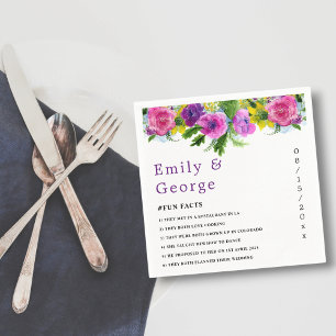 Elegant Botanical Colourful Roses Floral Wedding Napkin