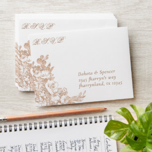 Elegant Botanical   Copper Floral RSVP Pre-Address Envelope