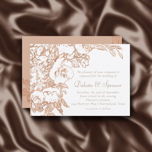 Elegant Botanical | Copper Rose Gold Wedding Invitation (Creator Uploaded)