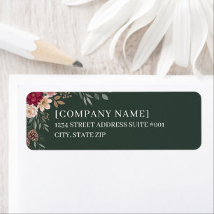 Elegant Botanical Corporate Christmas Return Address Label