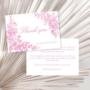 Elegant botanical dusty pink baby shower thank you card
