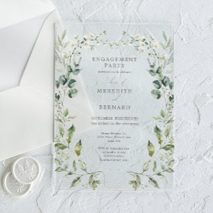 Elegant Botanical Engagement Party Acrylic Invitations