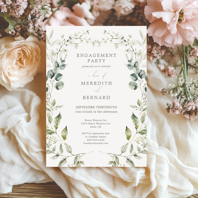Elegant Botanical Engagement Party Invitation (Creator Uploaded)