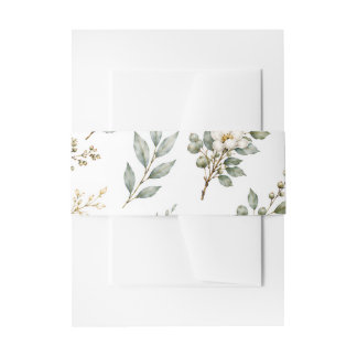 Elegant Botanical Eucalyptus Belly band Invitation Belly Band