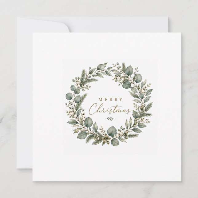 Elegant Botanical Eucalyptus Christmas Invitation (Front)
