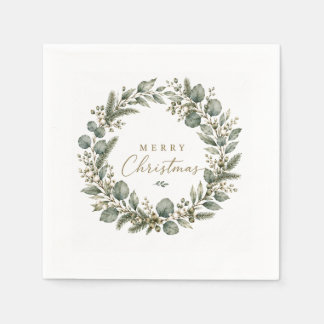 Elegant Botanical Eucalyptus Christmas Napkin 