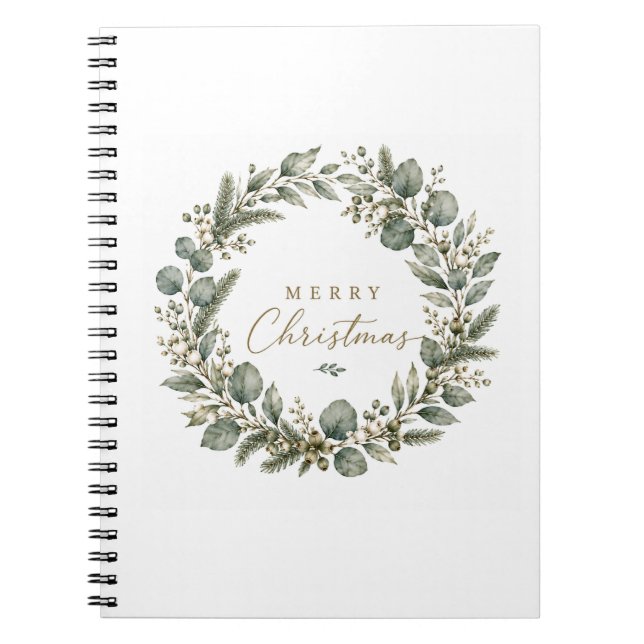 Elegant Botanical Eucalyptus Christmas Note Book (Front)