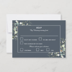 Elegant Botanical Eucalyptus Greenery, Deep Gray RSVP Card