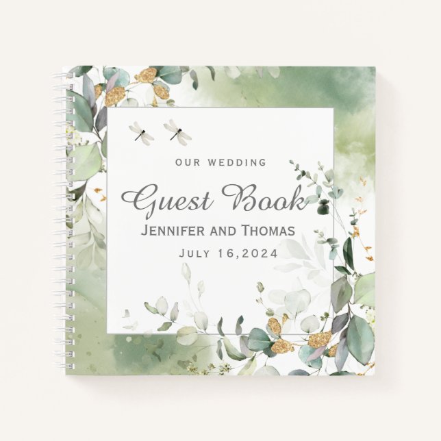 Elegant Botanical Eucalyptus Greenery Guest Book (Front)