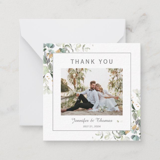 Elegant Botanical Eucalyptus Greenery Thank You  Card (Front)