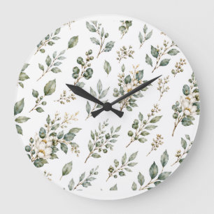 Elegant Botanical Eucalyptus Large Clock