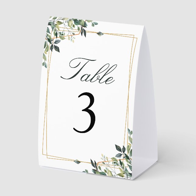 Elegant Botanical Eucalyptus Leaf  Table Number (Front)