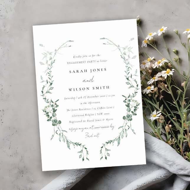 Elegant Botanical Eucalyptus Watercolor Engagement Invitation (Creator Uploaded)