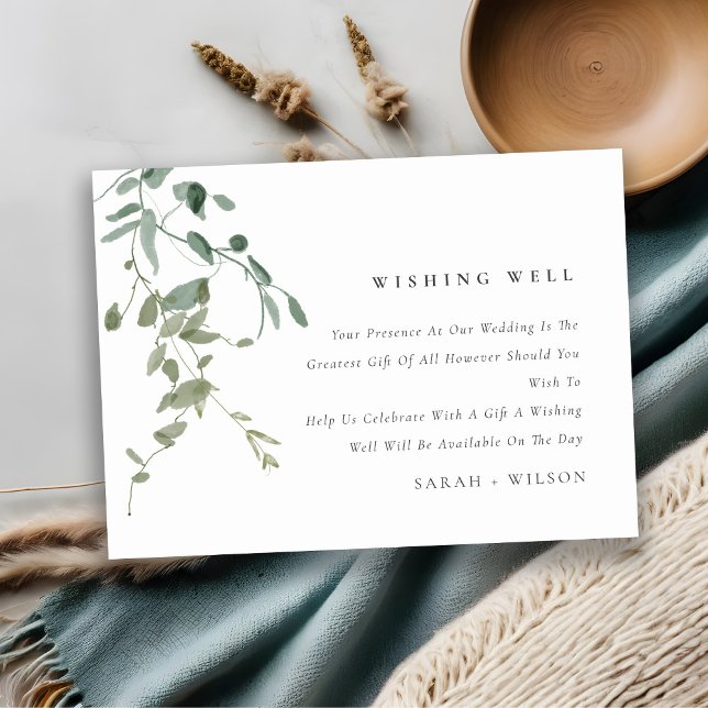 Elegant Botanical Eucalyptus Wedding Wishing Well Enclosure Card (Creator Uploaded)