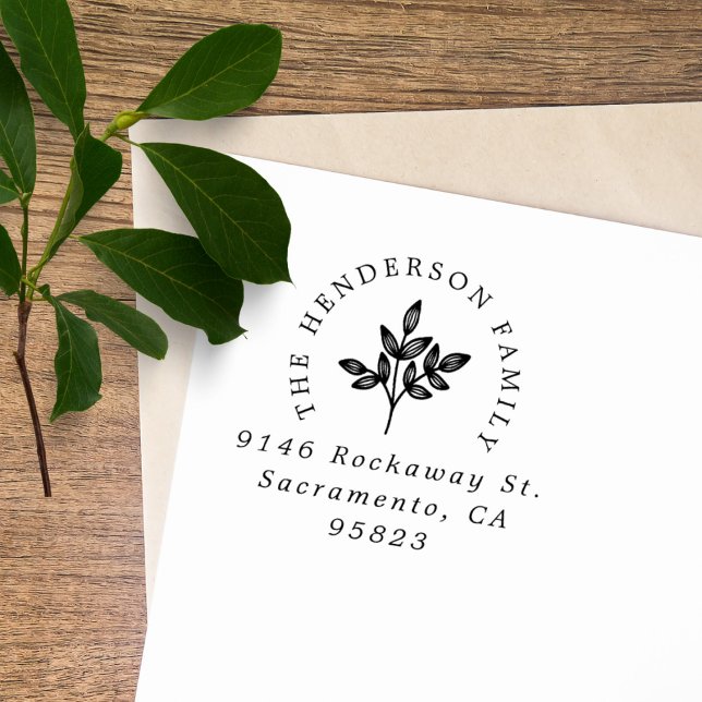 Elegant  Botanical Family Return Address Rubber Stamp (Creator Uploaded)