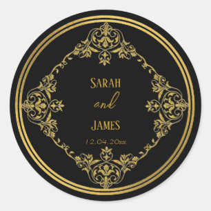 Elegant Botanical Faux Gold Wedding Sticker