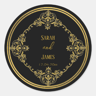 Elegant Botanical Faux Gold Wedding Sticker