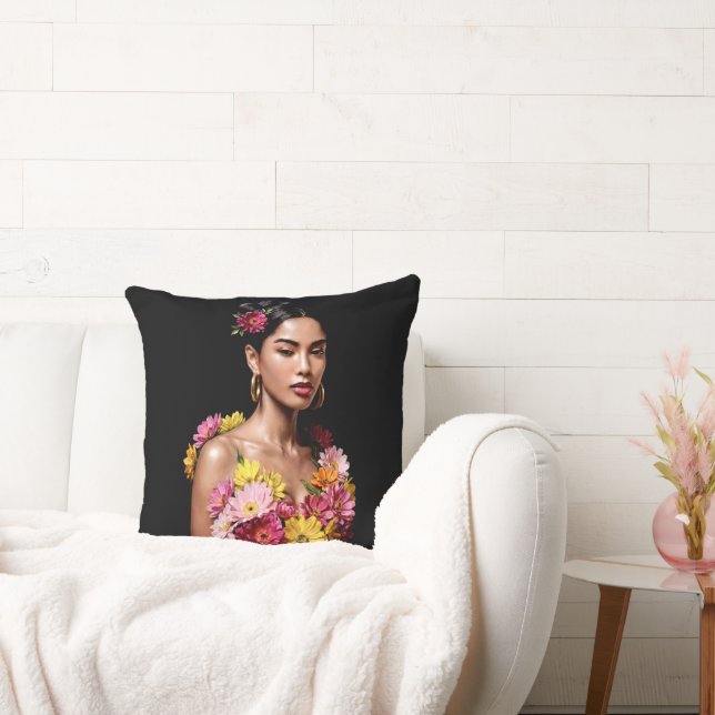 Elegant Botanical Female Oil Painting Aesthetic Cushion (Couch)