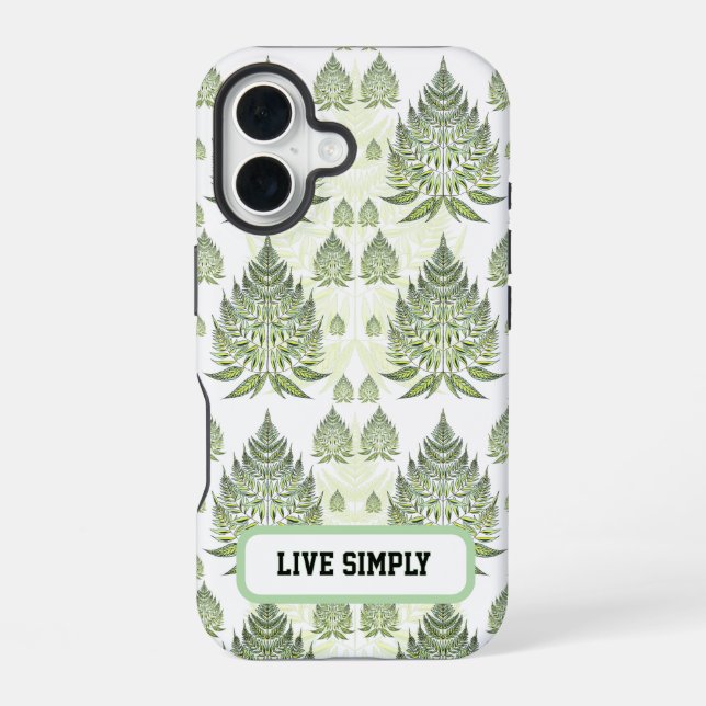 Elegant Botanical Fern Leaf Seamless Pattern iPhone 16 Case (Back)