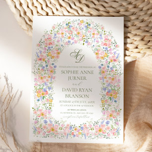 Elegant Botanical Floral Arch Garden Wedding Invitation