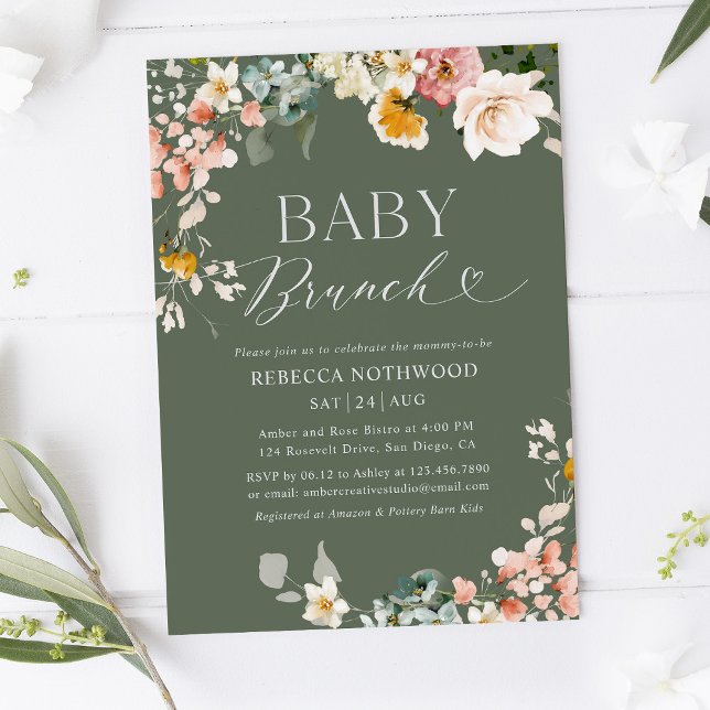 Elegant Botanical Floral Baby Brunch Invitation (Creator Uploaded)