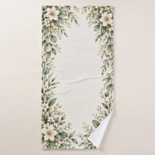 Elegant Botanical Floral Bath Towel
