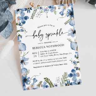 Elegant Botanical Floral Boy Baby Sprinkle Invitation