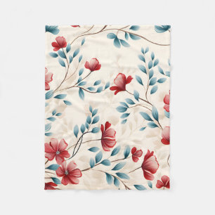 Elegant Botanical Floral Branch Fleece Blanket