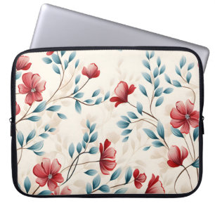 Elegant Botanical Floral Branch Pattern Laptop Sleeve