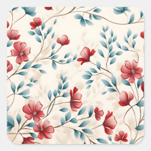 Elegant Botanical Floral Branch Square Sticker