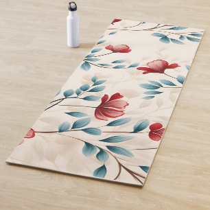 Elegant Botanical Floral Branch Yoga Mat