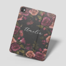 Elegant Botanical Floral Dark Pink Burgundy