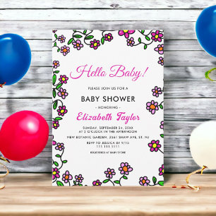 Elegant Botanical Floral Garden Rustic Baby Shower Invitation